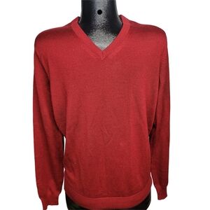 Britches Men's Red V-Neck Merino Wool Blend Lightweight Sweater M
